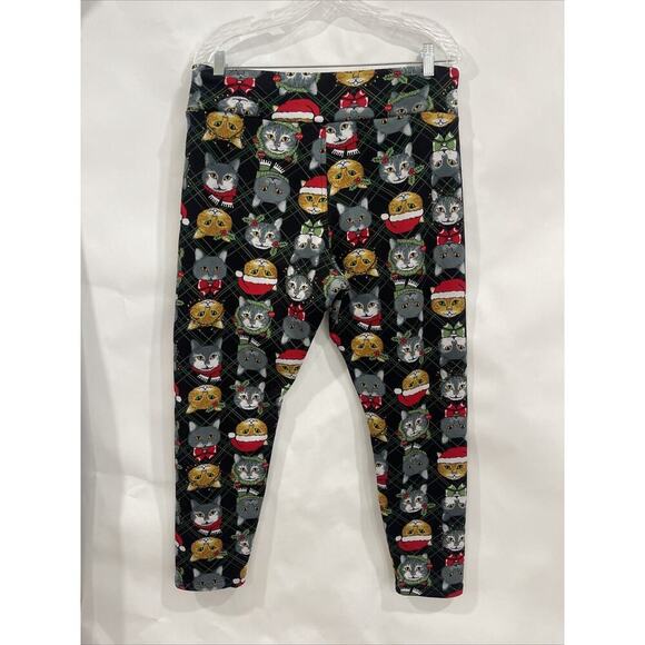 Old Navy Women XL Cat Christmas Pajama Pants Bottoms Flannel Pull On Stretch - Picture 3 of 11